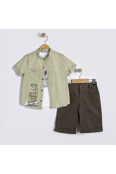 Bulut Baby Boys' Summer, Holiday Shirt-T-Shirt-Shorts Set
