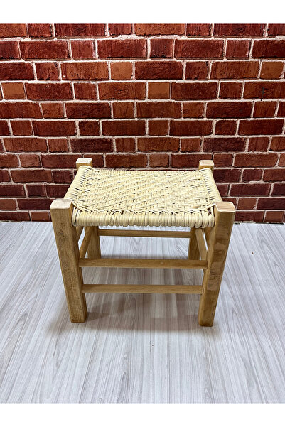 KAÇKAR KUZİNE SOBA EL YAPIMI SARMAŞIK DESENLİ ÖRME İSKEMLE TABURE SANDALYE(ES...