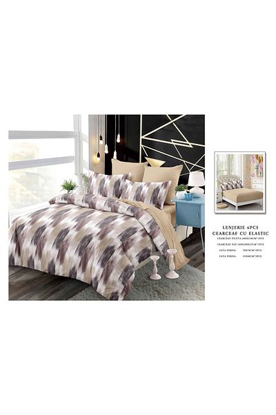 CHIRASO CHIRASO Finet Bedding Set, 6 Pieces, 2 Persons, Fitted Sheet 180x200, Duvet Cover 200x230, 4 Pillowcases