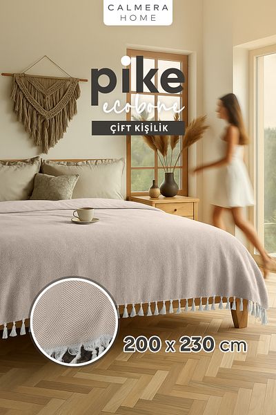 Calmera Ecobone Double Pike |   Bed & Sofa Cover Shawl - Beige