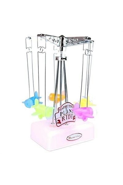 LiderGlobal Wind-Up Gift Small Music Box Instrument with Movable Airplane