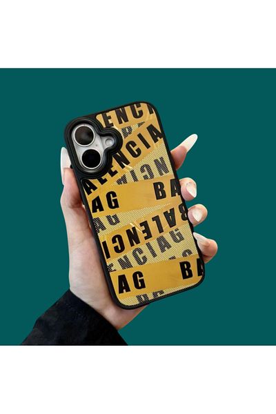 Balenciaga Husa telefon compatibila cu Iphone 15 Balenicaga GALBEN-NEGRU