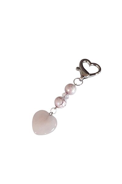 Crystals Rose quartz energy keychain, heart, for love, balance and healing