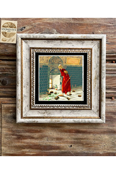 STONEVİVEART Kaplumbağa Terbiyecisi Osman Hamdi Bey Doğaltaş Tablo Çerçeveli ...