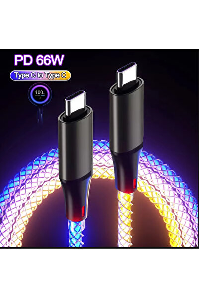 Choice كابل شحن سريع USB إلى C بطول 1 متر من النوع C إلى C RGB بقوة 66 واط و6...