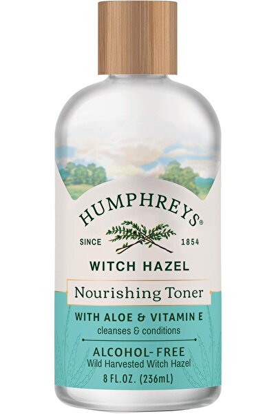 Humphreys تونر مغذي خالٍ من الكحول بخلاصة بندق الساحرة والصبار، شفاف - 8 أونصة