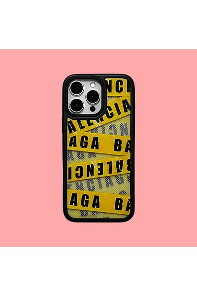 Balenciaga Husa telefon compatibila cu Iphone 14 PRO Balenicaga GALBEN-NEGRU