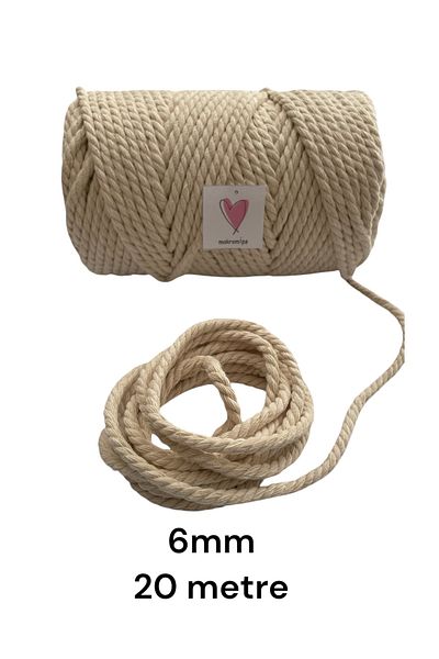 Kına Atölyesi 20 Meters 6 mm Cotton Rope Rope Macrame Hobby Hand Knitting Basket Rainbow Keychain Doll