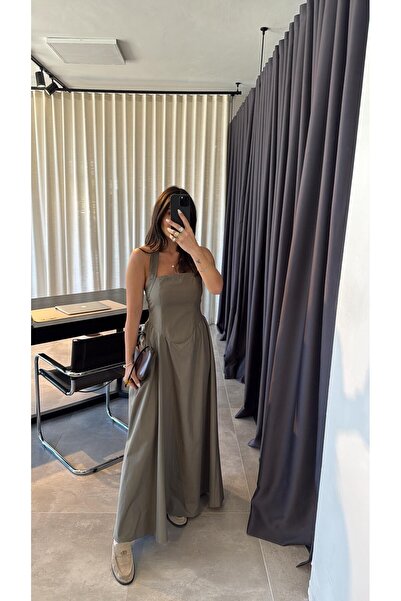 Hotfashion BOYUNDAN ASKILI BEL DETAYLI MAXİ ELBİSE