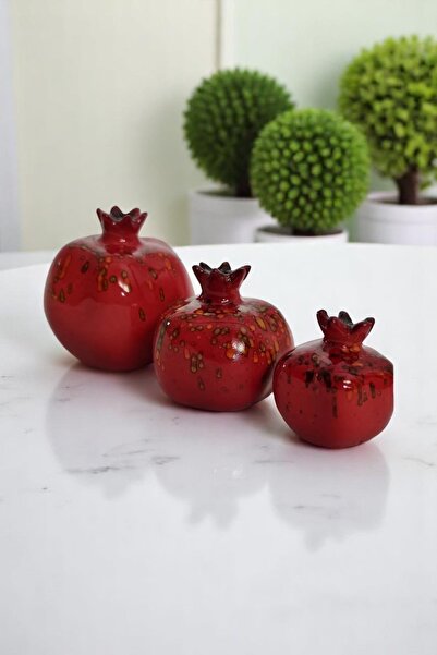 Land of Souvenir Seramik Nar Süs 3'lü Dekoratif Set