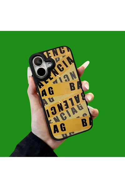 Balenciaga Husa telefon compatibila cu Iphone 14 PRO MAX Balenicaga GALBEN-NEGRU