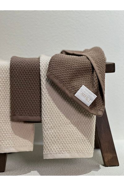 Plume Ceramic Home Plumehome Premium Face Towel Coffee Cream 50X80Cm Set of 2