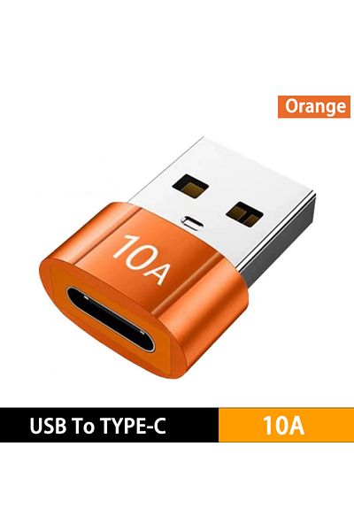 Choice محول USB إلى Type C برتقالي 10A OTG USB 3.0 إلى Type C محول Type C أنثى إلى USB ذكر شحن سريع