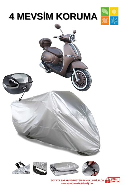 AutoEN Arora Cappucıno S125 Arka Çanta Uyumlu Gri Su Geçirmez Branda (MOTOSİK...