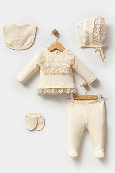 Melekpare Kız Bebek Hastane Çıkışı Yeni Doğan Lüks Güpürlü % 100 Pamuk Zıbın ...