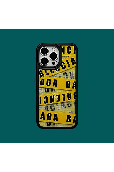 Balenciaga Husa telefon compatibila cu Iphone 15 Balenicaga GALBEN-NEGRU
