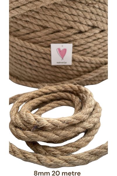 Kına Atölyesi 20 Meters 8 mm Jute Rope Rope Sack Straw Natural Macrame Hobby Hand Knitting Basket Rainbow Keychain Doll