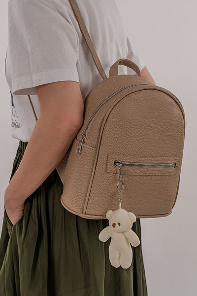 FLEXON Mink Soft Faux Leather School Backpack with Front Zipper Pocket