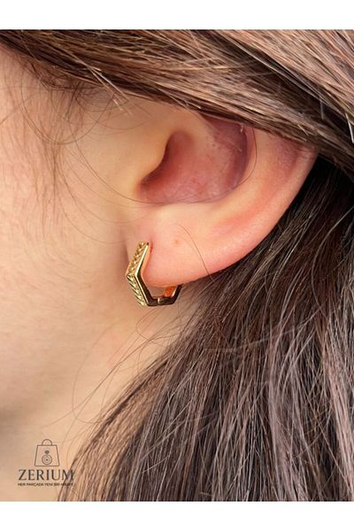 ZERİUM Iconic Turn Timeless Geometric Stylish Steel Women's Earrings