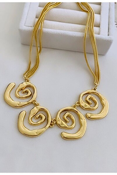 VNS Accessories Steel Snail Model Multiple Chain Necklace
