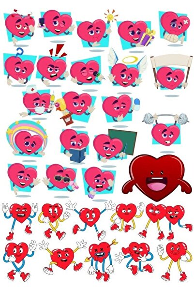 Reysa Tasarım ملصق قلب مبهج 1 35 قطعة هاتف، جهاز لوحي، كمبيوتر محمول، ملصق كمبيوتر محمول