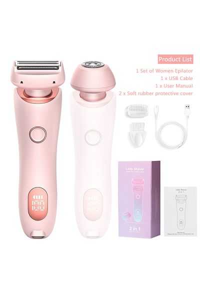 Choice Pink 2 In 1 Women Shaver Tool Women Electric Epilator Waterproof Dual Head Electric Epilator Recharg