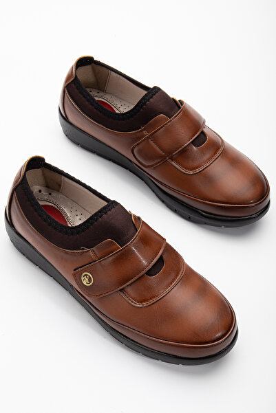 Yüce حذاء نسائي مريح بكعب جل من الجلد البني لتقويم العظام 342