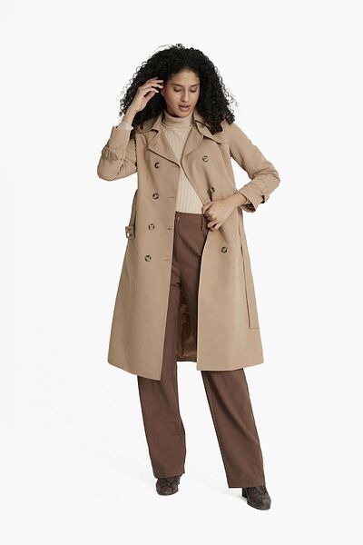 Soydan Güner Water Repellent Non-Wrinkle Fabric Medium Trench Coat K.beige 5777