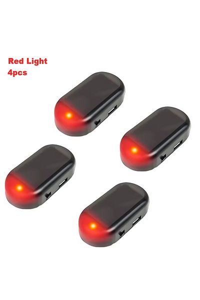 Choice 4pcs Red Solar Powered Car Fake Security Light Simulated Dummy Alarm Wireless Warning Anti-theft Cau