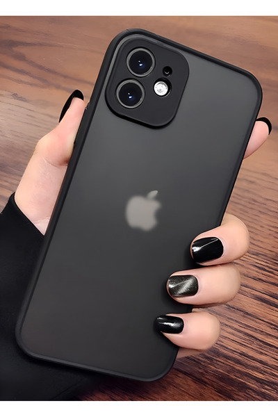 zore Iphone 12 Uyumlu Kılıf Kamera Korumalı Mat Arka Yüzey Silikon