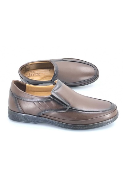 Lider 722 Еластичні чоловічі ортопедичні черевики з натуральної шкіри, коричневі