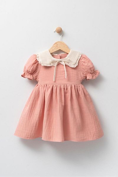 MeaShop Guler Bebeluş Fetiţă/Copil Rochie Lungă Muslină
