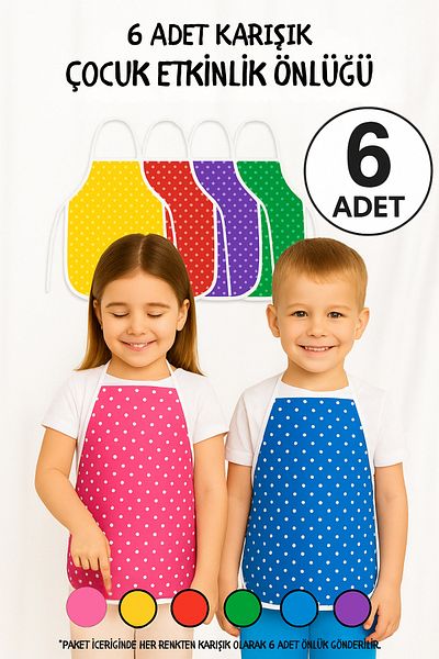 Morlay 6 Pieces Mixed Children's Bib – Nursery Kindergarten Activity Painting Bib with Liquid Proof Sponge for 2-8 Years Old