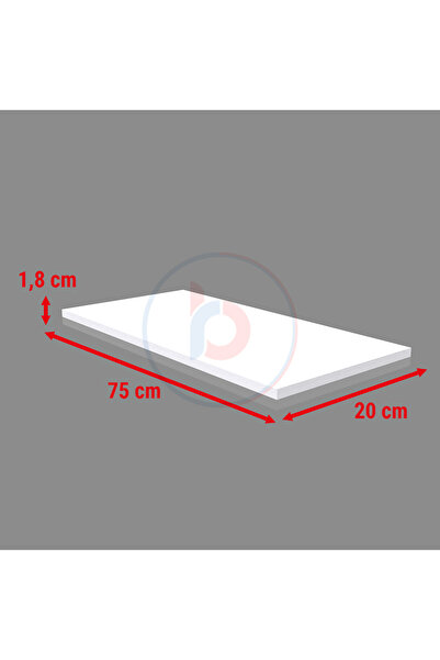 RafBurada 20x75 Cm Beyaz Ahşap Raf - Suntalam Tekli Raf