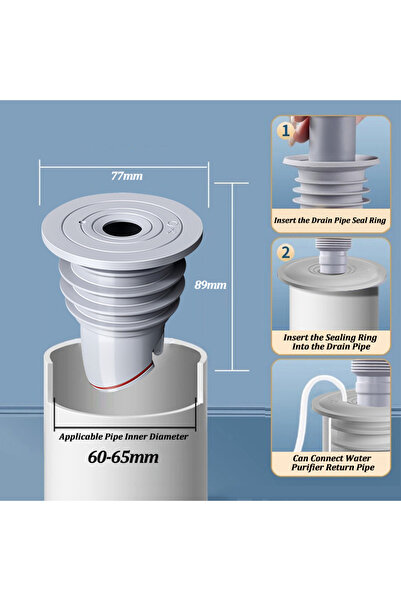 Choice1 Suitable for 60-65mm Silicone Bathroom Sewer Seal Ring Kitchen Sink S...