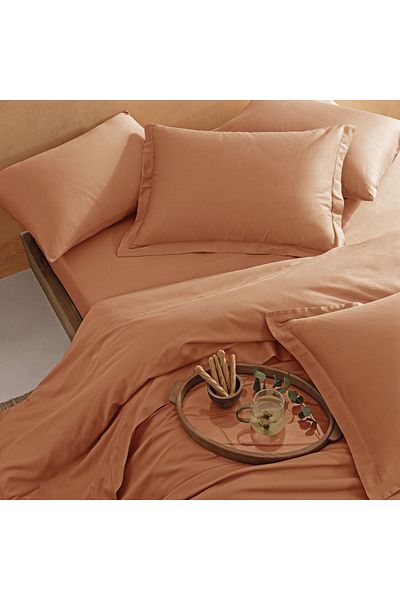 Linens Mix&Match Cotton Satin Set of 2 Standard Pillow Cases Orange