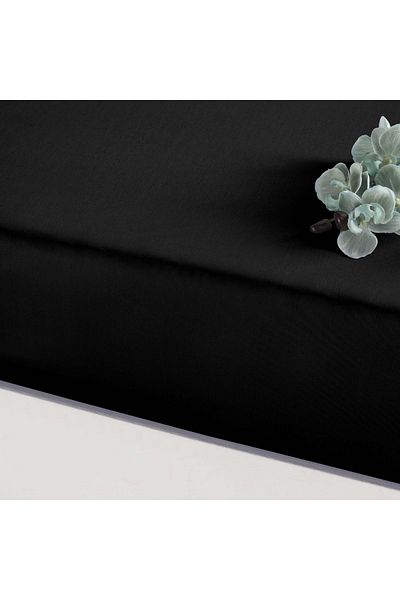 Linens Queen Size Pearl & Satin Sheer Fitted Sheet, Black