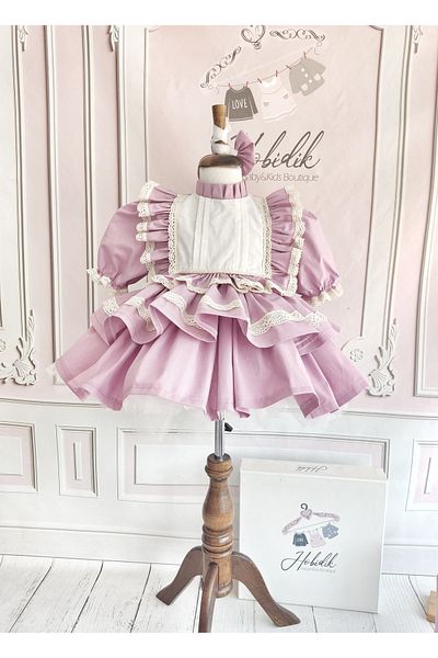 Hobidik Rochie pufoasă din tul cu volane liliac pentru copii