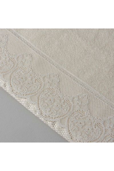 Linens منشفة وجه قطنية من الدانتيل بلون إكرو - 50x80 سم