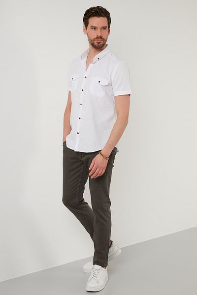 Buratti Πουκάμισο τσέπης με κουμπιά 100% βαμβακερό slim fit Ανδρικό πουκάμισο Cf21s111153