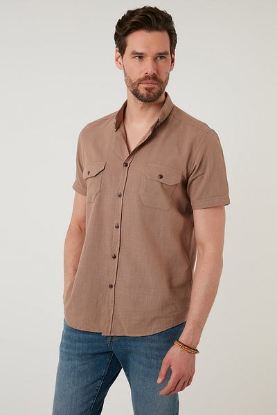 Buratti Slim Fit Βαμβακερό ανδρικό πουκάμισο με γιακά με κουμπιά (CF21s 111153 )