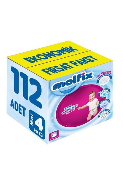 Molfix 9-14KG Baby Diaper Pants - Maxi 112 Pieces, Economic Opportunity
