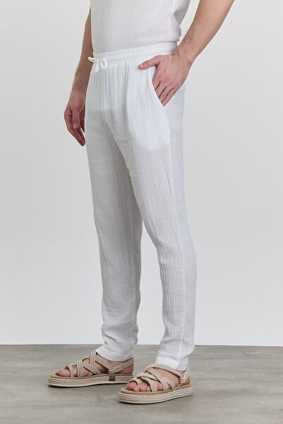 Heaven Ephesus Muslin White Trousers & Collared Long Sleeve Shirt Suit 4030-5040-Tkm3E