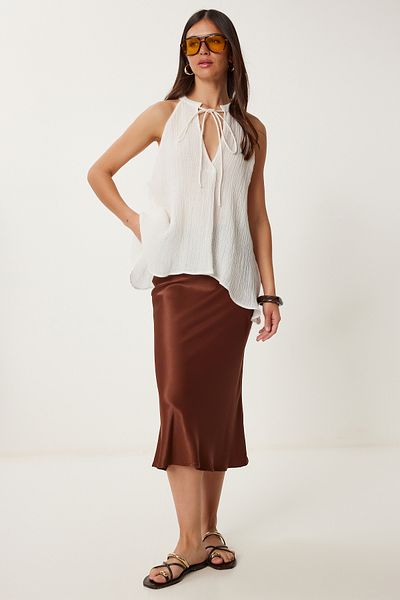 Lovelyİstanbul Fusta Midi din Satin MARO LNS0068