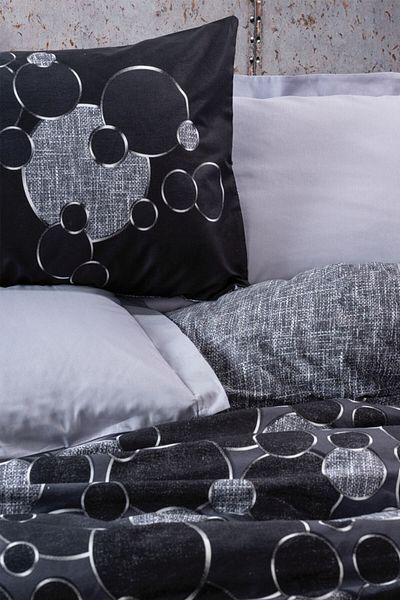 Cotton Box Dark Single Duvet Cover Set Round Grey