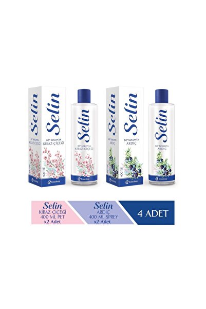 Selin Ardıç & Kiraz Çiçeği 4'lü Parfümlü Kolonya Seti (1600 ML)