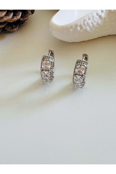 ACAR TAKI Xuping Zircon Stone Hoop Earring-Silver Acr4609