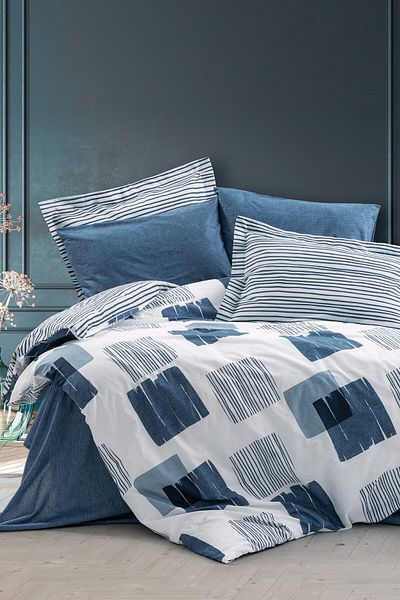 Cotton Box Set cuvertură de pilota modernă dublă - Solito Indigo