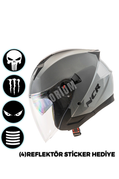 NCR Unisex Güneş Vizörlü Çenesiz Kask