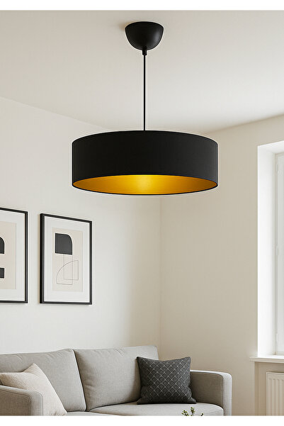 HOMİNG Exclusive 50 Cm Büyük Boy Gold Iç Detaylı Sarkıt Avize